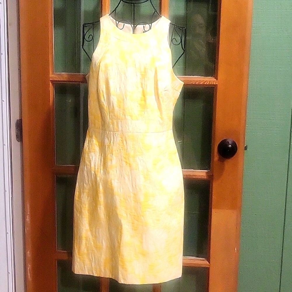 Ann Taylor yellow and white floral shift dress, size 2